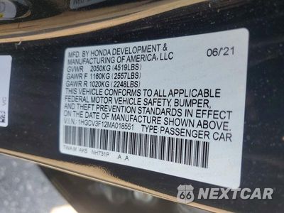 Zdjęcie 12 z 12 samochodu: 2021 HONDA ACCORD HYBRID VIN:1HGCV3F12MA018551 - miniatura