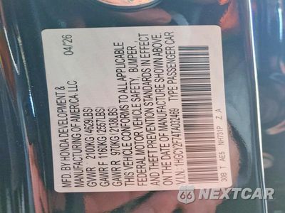 Zdjęcie 12 z 12 samochodu: 2026 HONDA ACCORD HYBRID SPORT-L VIN:1HGCY2F74TA032469 - miniatura