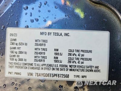 Zdjęcie 12 z 12 samochodu: 2023 TESLA MODEL Y VIN:7SAYGDEE5PF872568 - miniatura