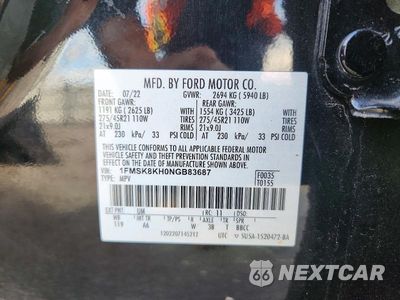 Zdjęcie 13 z 13 samochodu: 2022 FORD EXPLORER ST-LINE VIN:1FMSK8KH0NGB83687 - miniatura