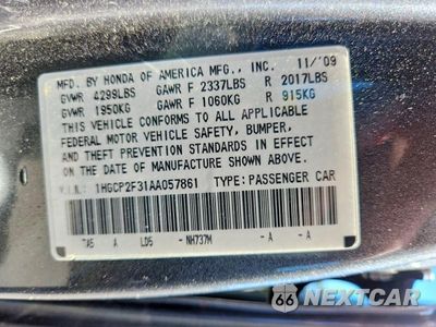 Zdjęcie 12 z 12 samochodu: 2010 HONDA ACCORD LX VIN:1HGCP2F31AA057861 - miniatura