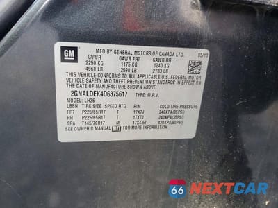 Zdjęcie 13 z 13 samochodu: 2013 CHEVROLET EQUINOX LT VIN:2GNALDEK4D6375617 - miniatura