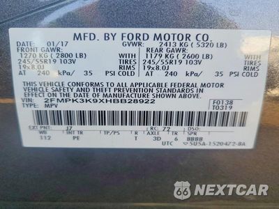 Zdjęcie 14 z 14 samochodu: 2017 FORD EDGE TITANIUM VIN:2FMPK3K9XHBB28922 - miniatura
