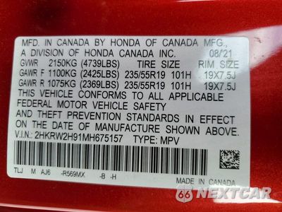 Zdjęcie 13 z 13 samochodu: 2021 HONDA CR-V TOURING VIN:2HKRW2H91MH675157 - miniatura