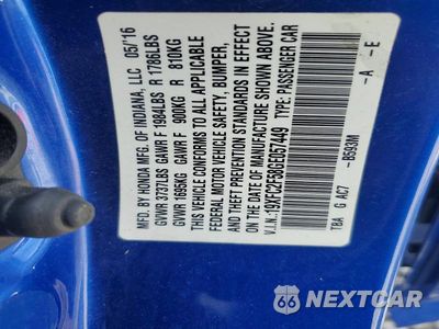 Zdjęcie 13 z 13 samochodu: 2016 HONDA CIVIC LX VIN:19XFC2F58GE057449 - miniatura