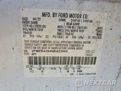 Zdjęcie 13 z 13 samochodu: 2022 FORD EDGE SEL VIN:2FMPK4J94NBA53864 - miniatura