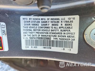Zdjęcie 12 z 12 samochodu: 2011 HONDA CIVIC EX VIN:19XFA1F80BE026862 - miniatura