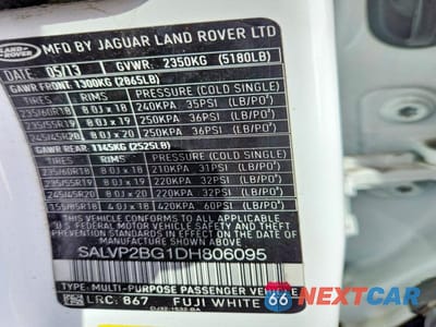 Zdjęcie 13 z 13 samochodu: 2013 LAND ROVER RANGE ROVER EVOQUE PURE PLUS VIN:SALVP2BG1DH806095 - miniatura