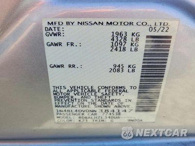 Zdjęcie 12 z 12 samochodu: 2022 NISSAN ALTIMA SV VIN:1N4BL4DV0NN384147 - miniatura