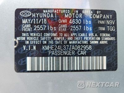 Zdjęcie 12 z 12 samochodu: 2018 HYUNDAI SONATA HYBRID SE VIN:KMHE24L37JA082958 - miniatura