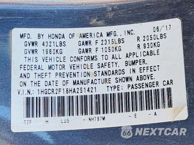 Zdjęcie 12 z 12 samochodu: 2017 HONDA ACCORD SPORT SPECIAL EDITION VIN:1HGCR2F18HA251421 - miniatura