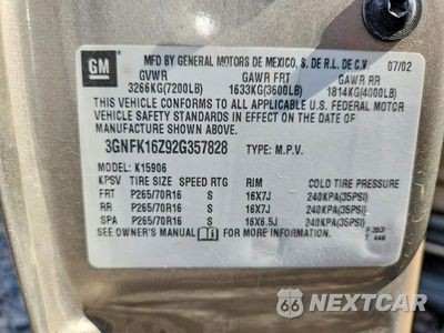 Zdjęcie 13 z 13 samochodu: 2002 CHEVROLET SUBURBAN K1500 VIN:3GNFK16Z92G357828 - miniatura