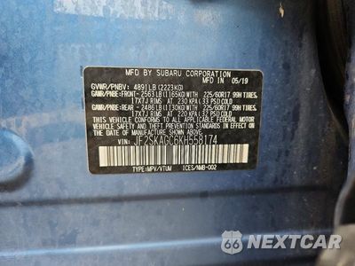 Zdjęcie 13 z 13 samochodu: 2019 SUBARU FORESTER PREMIUM VIN:JF2SKAGC6KH558174 - miniatura