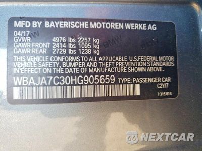 Zdjęcie 12 z 12 samochodu: 2017 BMW 530 XI VIN:WBAJA7C30HG905659 - miniatura