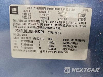 Zdjęcie 13 z 13 samochodu: 2011 CHEVROLET EQUINOX LT VIN:2CNFLDE58B6435299 - miniatura