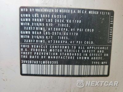 Zdjęcie 12 z 12 samochodu: 2020 VOLKSWAGEN TIGUAN SE VIN:3VV2B7AX1LM086395 - miniatura