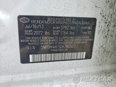 Zdjęcie 12 z 12 samochodu: 2013 HYUNDAI ELANTRA GLS VIN:5NPDH4AE5DH380523 - miniatura