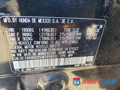 Zdjęcie 13 z 13 samochodu: 2016 HONDA HR-V LX VIN:3CZRU6H35GM765669 - miniatura
