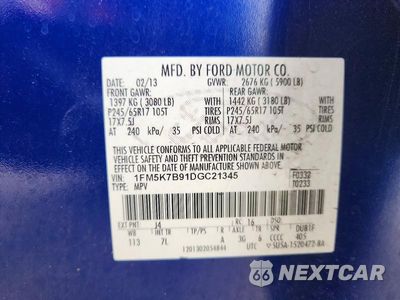 Zdjęcie 13 z 13 samochodu: 2013 FORD EXPLORER VIN:1FM5K7B91DGC21345 - miniatura