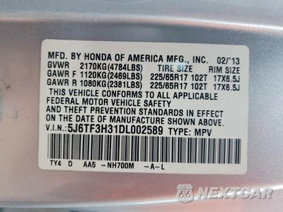 Zdjęcie 12 z 12 samochodu: 2013 HONDA CROSSTOUR EX VIN:5J6TF3H31DL002589 - miniatura