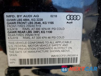 Zdjęcie 13 z 13 samochodu: 2018 AUDI Q3 PREMIUM VIN:WA1ECCFS1JR026914 - miniatura