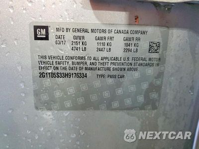 Zdjęcie 12 z 12 samochodu: 2017 CHEVROLET IMPALA LT VIN:2G1105S33H9176334 - miniatura