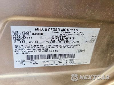 Zdjęcie 12 z 12 samochodu: 2004 FORD F150 SUPERCREW VIN:1FTPW12524KD64510 - miniatura