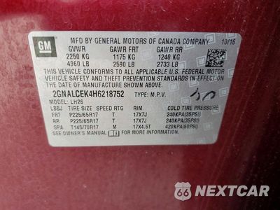 Zdjęcie 13 z 13 samochodu: 2017 CHEVROLET EQUINOX LT VIN:2GNALCEK4H6218752 - miniatura