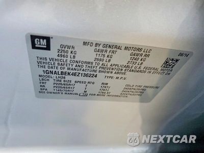 Zdjęcie 13 z 13 samochodu: 2014 CHEVROLET EQUINOX LT VIN:1GNALBEK4EZ136224 - miniatura