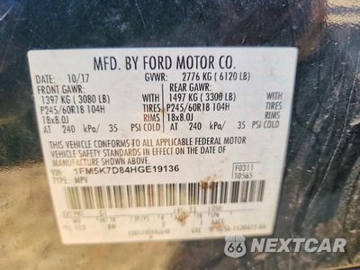Zdjęcie 13 z 13 samochodu: 2017 FORD EXPLORER XLT VIN:1FM5K7D84HGE19136 - miniatura