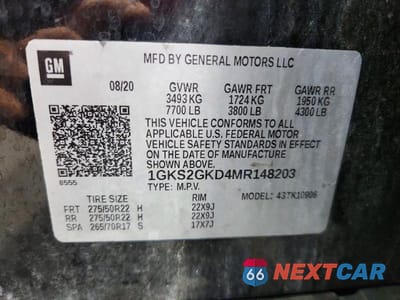Zdjęcie 13 z 13 samochodu: 2021 GMC YUKON XL K1500 SLT VIN:1GKS2GKD4MR148203 - miniatura