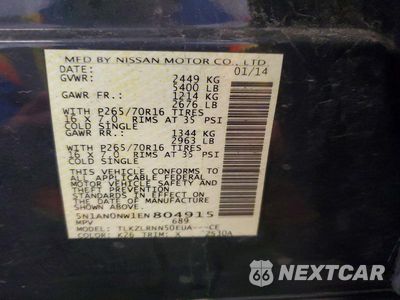 Zdjęcie 13 z 13 samochodu: 2014 NISSAN XTERRA S VIN:5N1AN0NW1EN804915 - miniatura