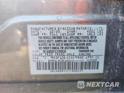 Zdjęcie 12 z 12 samochodu: 2020 NISSAN SENTRA SR VIN:3N1AB8DV7LY308539 - miniatura