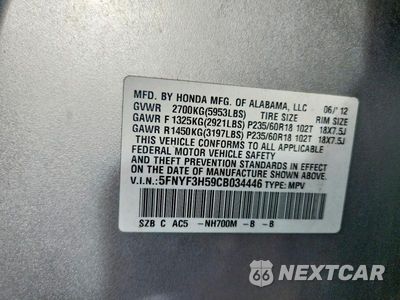 Zdjęcie 13 z 13 samochodu: 2012 HONDA PILOT EXL VIN:5FNYF3H59CB034446 - miniatura