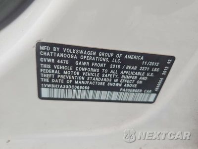 Zdjęcie 12 z 12 samochodu: 2013 VOLKSWAGEN PASSAT SE VIN:1VWBH7A33DC066059 - miniatura