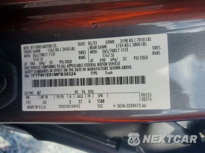 Zdjęcie 12 z 12 samochodu: 2021 FORD F150 SUPERCREW VIN:1FTFW1E81MFB38324 - miniatura