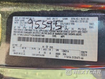 Zdjęcie 12 z 12 samochodu: 2016 FORD ESCAPE SE VIN:1FMCU0G71GUB06749 - miniatura