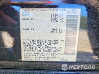 Zdjęcie 12 z 12 samochodu: 2013 NISSAN ALTIMA 2.5 VIN:1N4AL3AP3DC229646 - miniatura