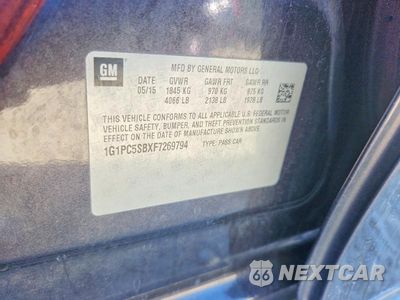 Zdjęcie 12 z 12 samochodu: 2015 CHEVROLET CRUZE LT VIN:1G1PC5SBXF7269794 - miniatura