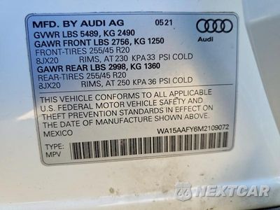 Zdjęcie 14 z 14 samochodu: 2021 AUDI Q5 SPORTBACK PREMIUM PLUS VIN:WA15AAFY6M2109072 - miniatura