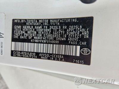 Zdjęcie 12 z 12 samochodu: 2015 TOYOTA CAMRY HYBRID XLE VIN:4T1BD1FK8FU149099 - miniatura