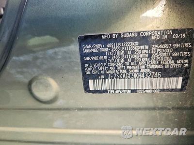 Zdjęcie 14 z 14 samochodu: 2019 SUBARU FORESTER PREMIUM VIN:JF2SKAGC9KH432746 - miniatura