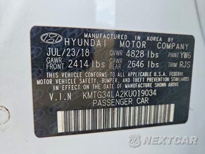 Zdjęcie 12 z 12 samochodu: 2019 GENESIS G70 ELITE VIN:KMTG34LA2KU019034 - miniatura