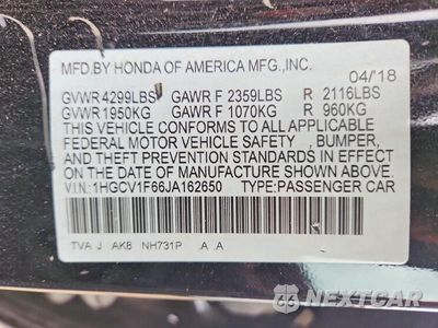 Zdjęcie 13 z 13 samochodu: 2018 HONDA ACCORD EXL VIN:1HGCV1F66JA162650 - miniatura