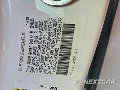 Zdjęcie 12 z 12 samochodu: 2019 HONDA ACCORD SPORT VIN:1HGCV2F37KA006498 - miniatura