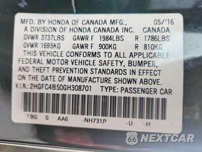 Zdjęcie 13 z 13 samochodu: 2016 HONDA CIVIC LX VIN:2HGFC4B50GH308701 - miniatura