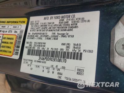 Zdjęcie 12 z 12 samochodu: 2014 FORD FUSION TITANIUM VIN:3FA6P0D9XER108170 - miniatura