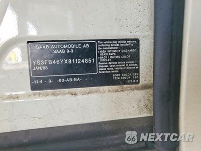 Zdjęcie 12 z 12 samochodu: 2008 SAAB 9-3 2.0T VIN:YS3FB46YX81124851 - miniatura