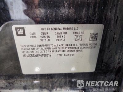 Zdjęcie 12 z 12 samochodu: 2015 CHEVROLET SONIC LT VIN:1G1JC6SH8F4100312 - miniatura