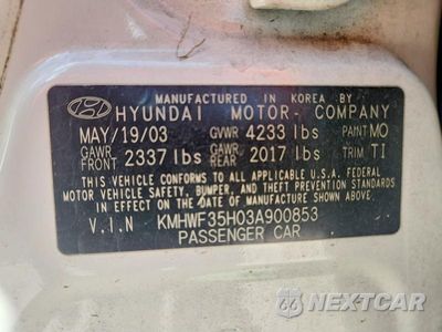 Zdjęcie 12 z 12 samochodu: 2003 HYUNDAI SONATA GLS VIN:KMHWF35H03A900853 - miniatura